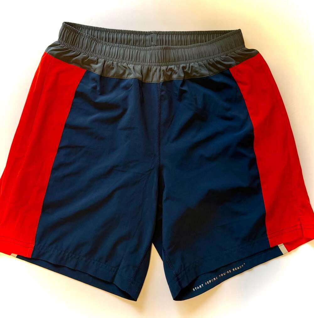 Fourlaps Extend 7" Lined Athletic Training Shorts Navy Red Size M